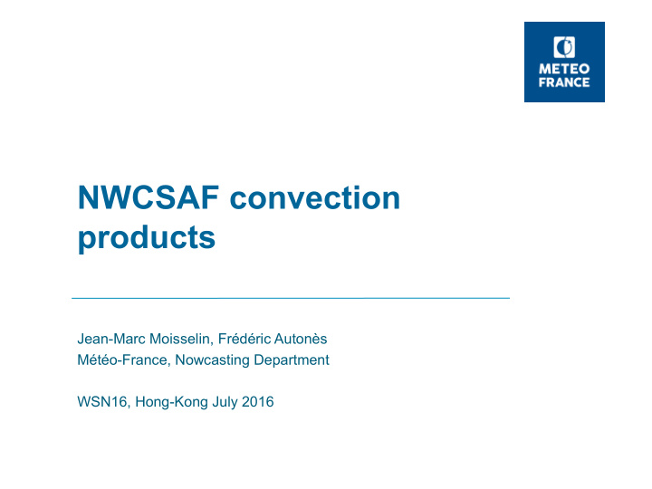 nwcsaf convection products