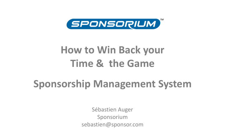 sponsorship management system s bastien auger sponsorium