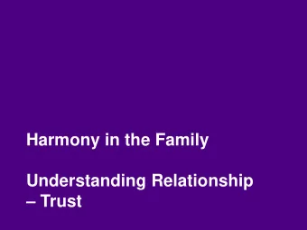 Harmony in the Family  Understanding Relationship  Trust  Self-exploration, Self-investigation,