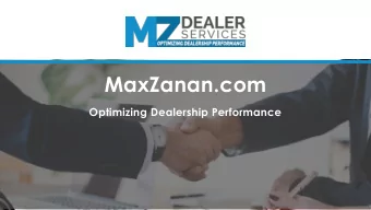 MaxZanan.com  Optimizing Dealership Performance  Key Points  01  Real World Dealership Experience