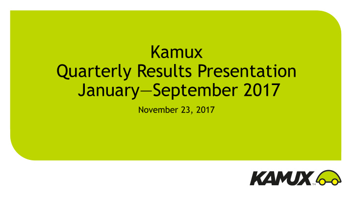 quarterly results presentation