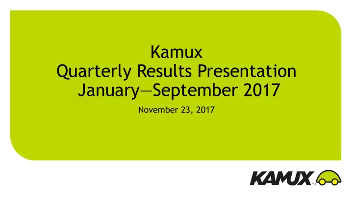 quarterly results presentation