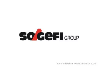 Star Conference, Milan 26 March 2014  EXTRA EUROPEAN SALES OUTPACED MARKET GROWTH**  IN REFERENCE
