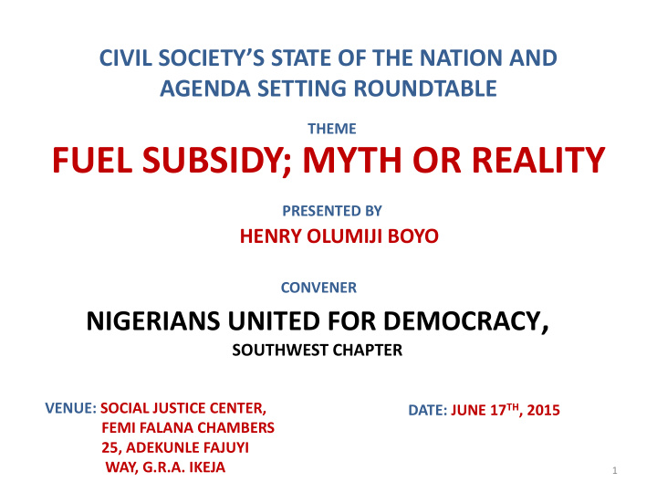 fuel subsidy myth or reality