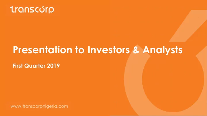 presentation to investors analysts
