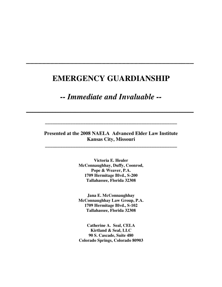 emergency guardianship immediate and invaluable