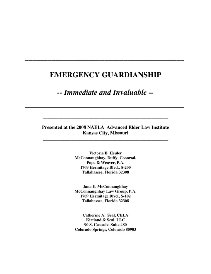 emergency guardianship immediate and invaluable