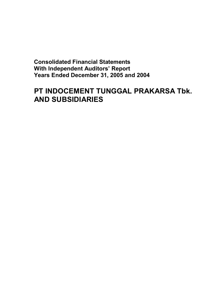 consolidated financial statements with independent