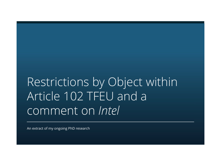 restrictions by object within article 102 tfeu and a