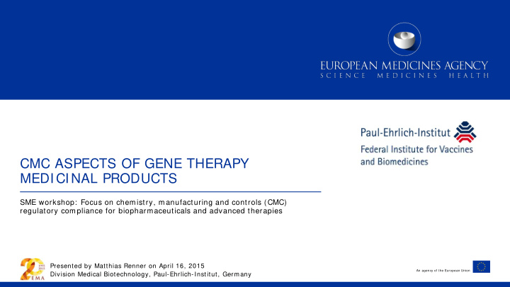 cmc aspects of gene therapy medicinal products