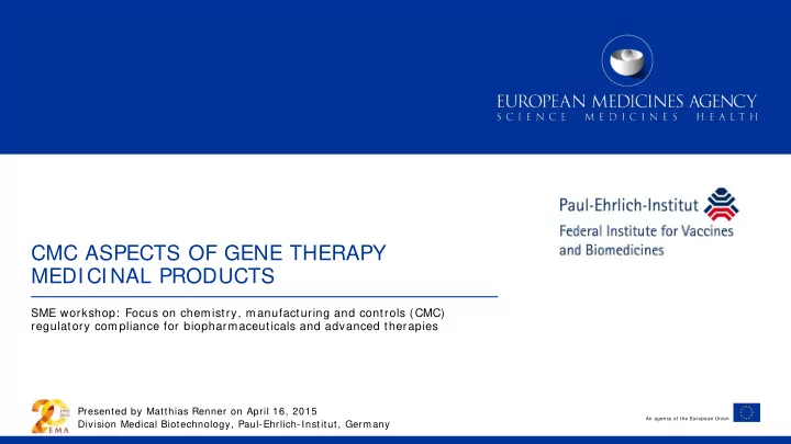 cmc aspects of gene therapy medicinal products