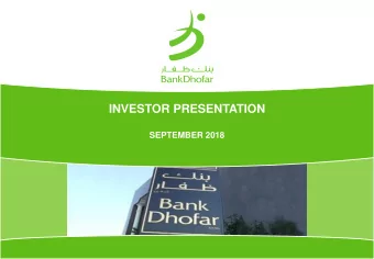 INVESTOR PRESENTATION  SEPTEMBER 2018  Disclaimer  THIS PRESENTATION IS NOT FOR PUBLICATION,