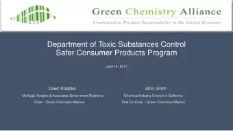 Department of Toxic Substances Control  Safer Consumer Products Program  June 14, 2017  Dawn Koepke