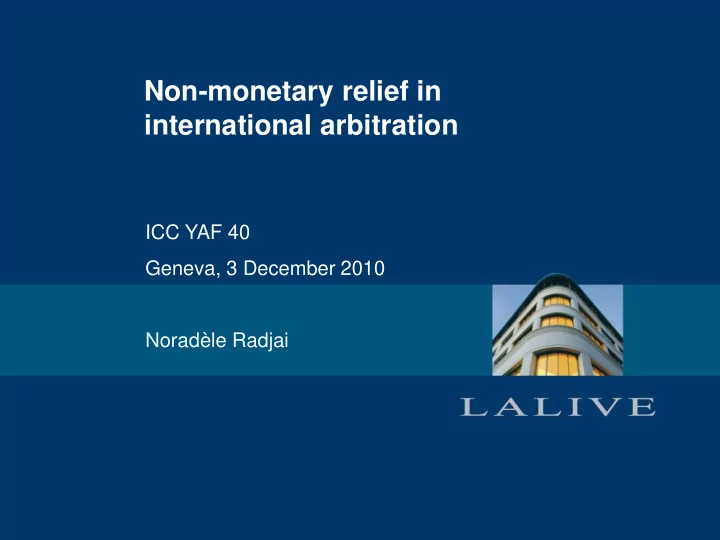non monetary relief in