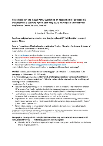 Presentation at the  GeSCI-PanAf Workshop on Research in ICT Education &amp; Development e-Learning