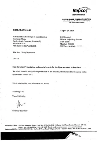 August 13, 2018  National Stock Exchange of India Limited,  BSE Limited  Exchange Plaza,  Phiroze