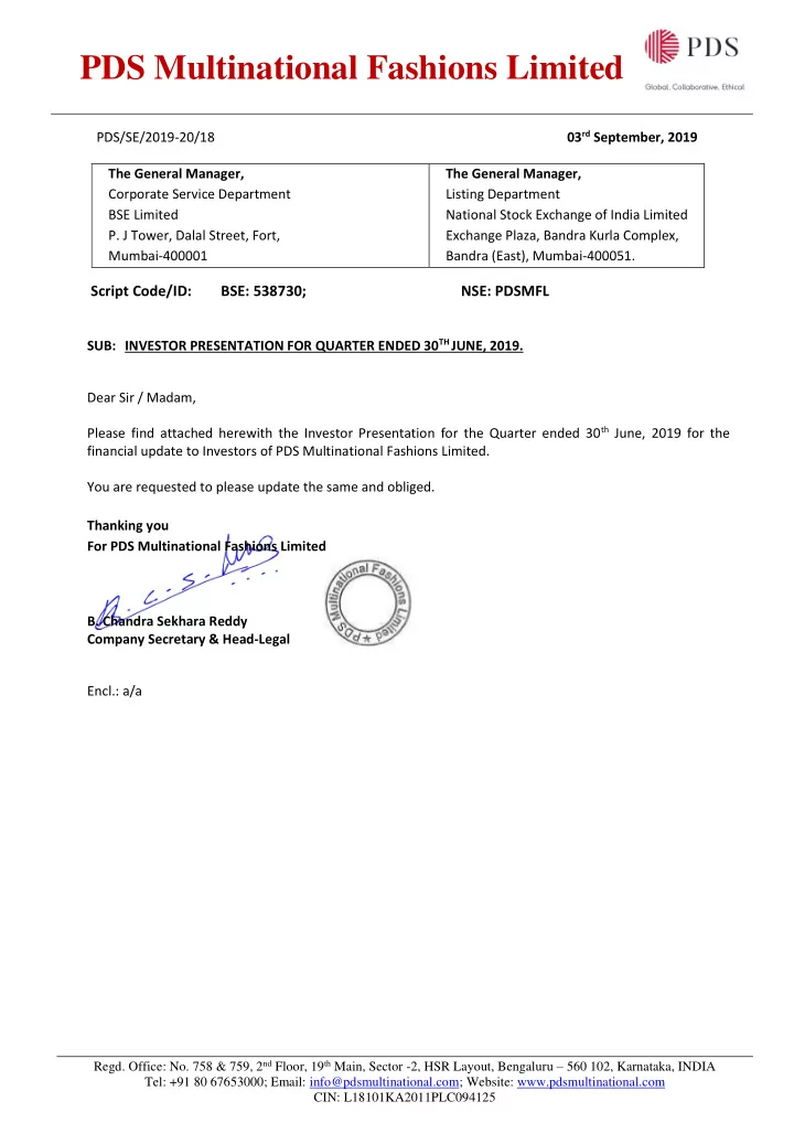 pds multinational fashions limited