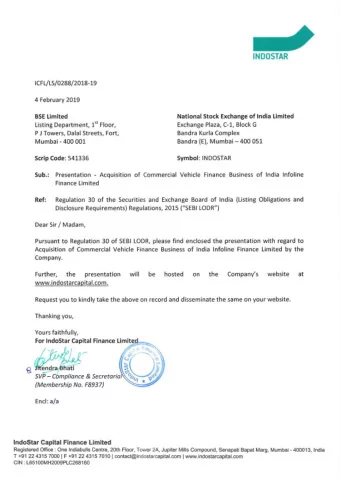 INDOSTAR CAPITAL FINANCE LIMITED  Acquisition of IIFL Commercial Vehicle Finance Business 4