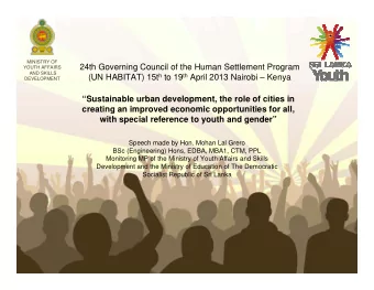 24th Governing Council of the Human Settlement Program  YOUTH AFFAIRS  AND SKILLS (UN HABITAT) 15t