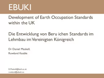 EBUKI  Development of Earth Occupation Standards  within the UK  Die Entwicklung von Beru ichen