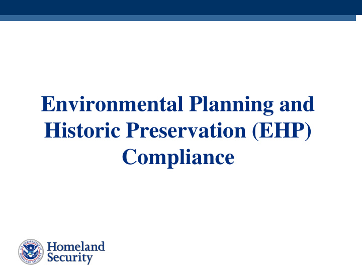 environmental planning and historic preservation ehp