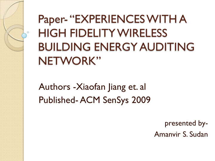 building energy auditing network