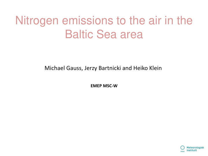 nitrogen emissions to the air in the baltic sea area