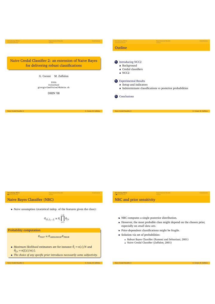 outline naive credal classifier 2 an extension of naive