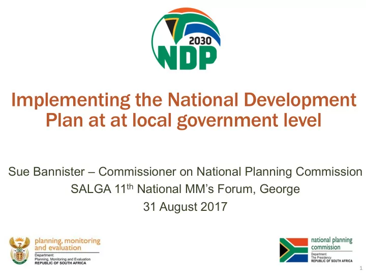 implementing the national development plan at at local
