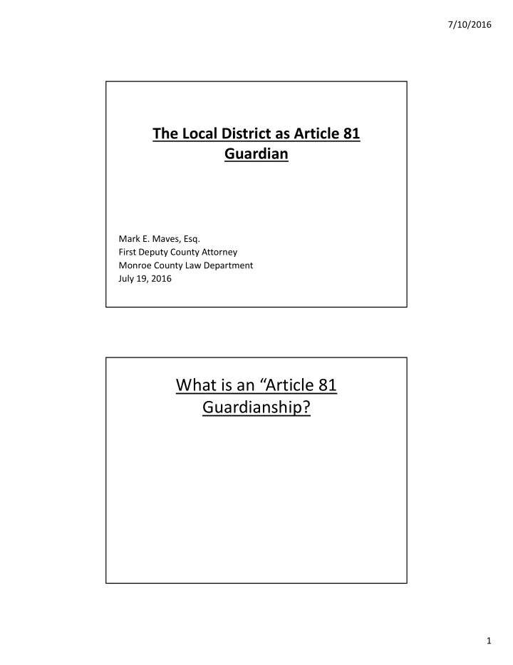 what is an article 81 guardianship