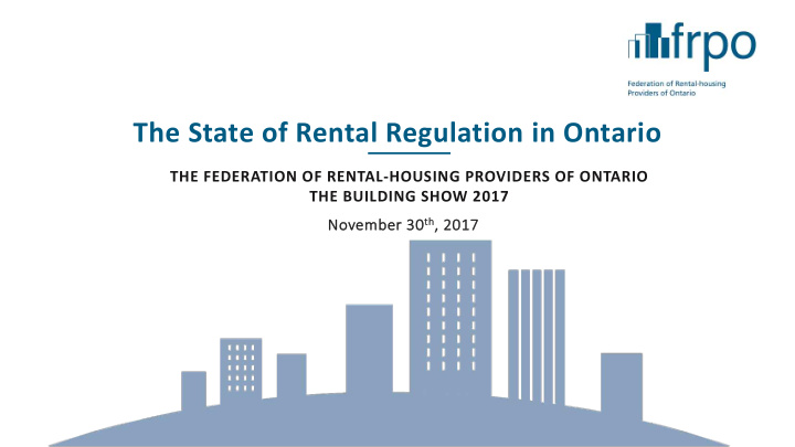the state of rental regulation in ontario