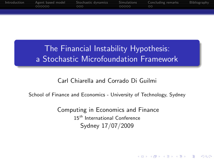 the financial instability hypothesis a stochastic