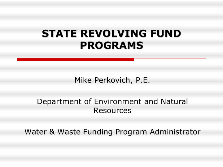 state revolving fund programs