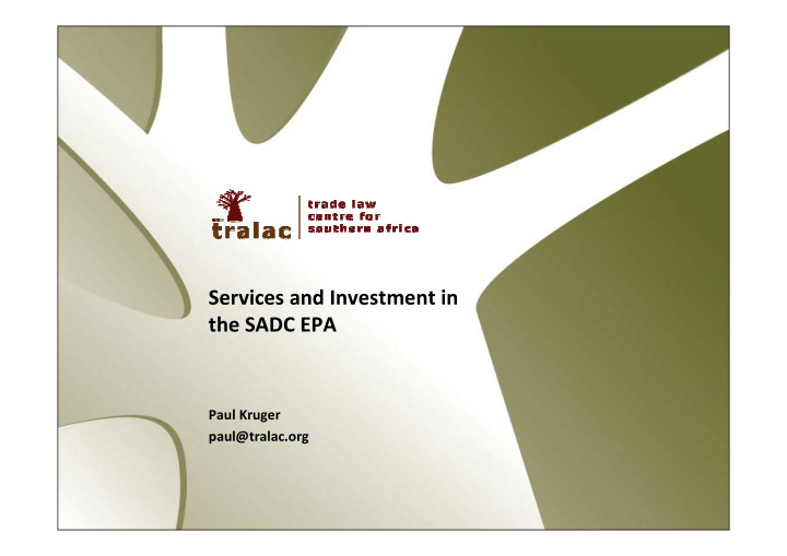 services and investment in the sadc epa