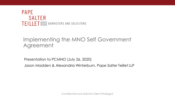 implementing the mno self government agreement