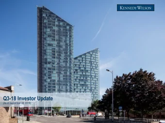 Q3-18 Investor Update  (As of September 30, 2018)  Disclaimer/Forward-Looking Statements