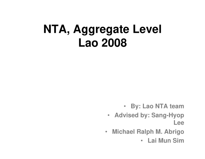 nta aggregate level lao 2008
