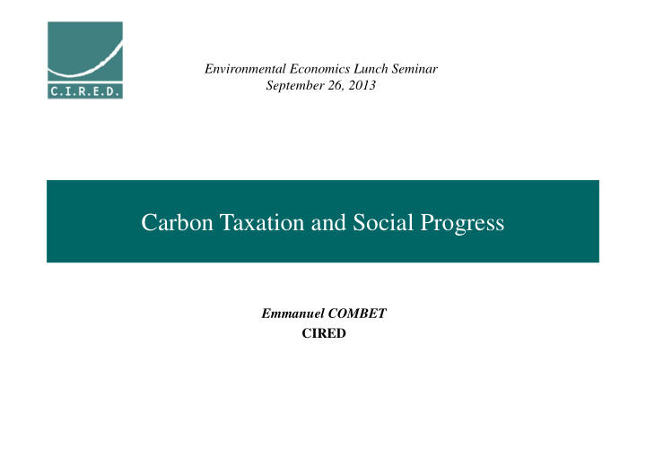 carbon taxation and social progress
