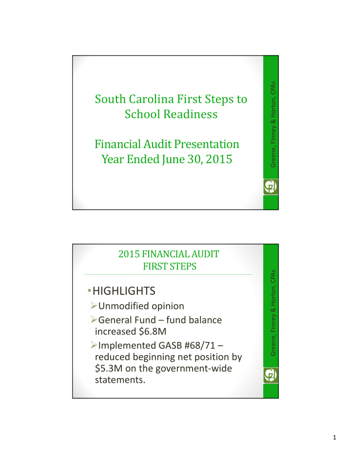 south carolina first steps to school readiness financial