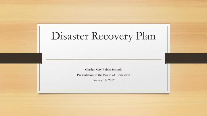 disaster recovery plan
