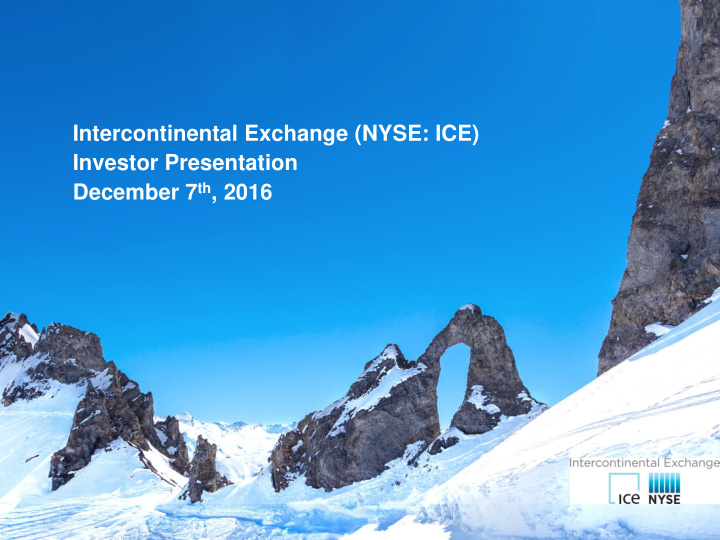 intercontinental exchange nyse ice investor presentation