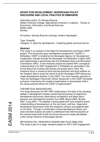 EASM 2014  understanding of development on the one hand, and how  hegemonic  development discourses