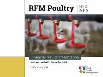 presentation  Half year ended 31 December 2017  Managed by:  28 February 2018  Managedby: