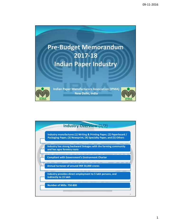industry overview 1 2