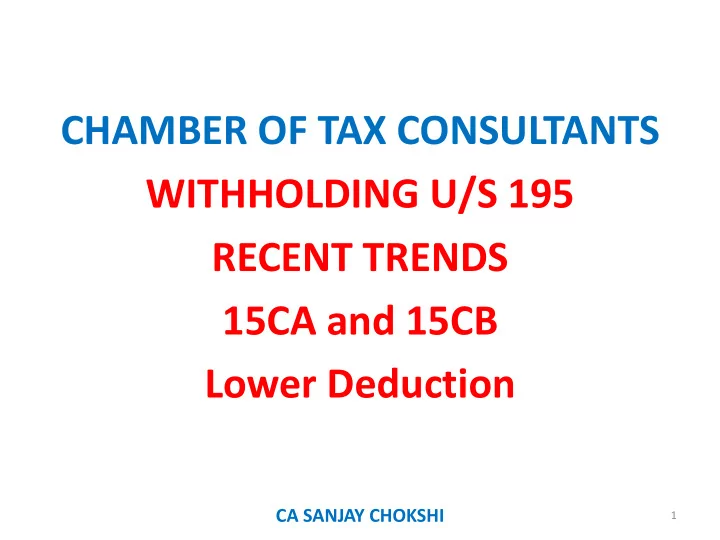 chamber of tax consultants