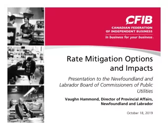 Rate Mitigation Options  and Impacts  Presentation to the Newfoundland and  Labrador Board of