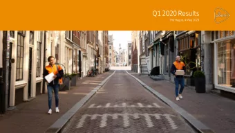 Q1 2020 Results  The Hague, 4 May 2020  Published by:  PostNL NV  Prinses Beatrixlaan 23  2595 AK