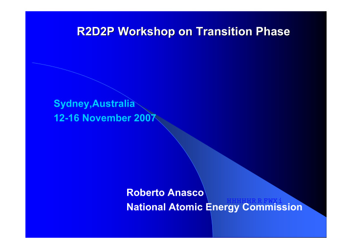 r2d2p workshop workshop on on transition transition phase