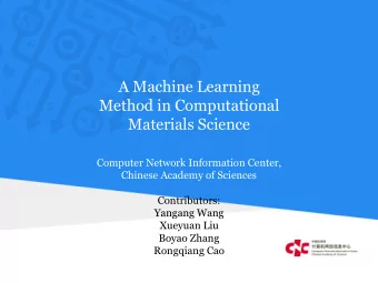 A Machine Learning  Method in Computational  Materials Science  Computer Network Information