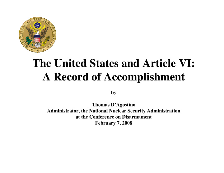 the united states and article vi a record of